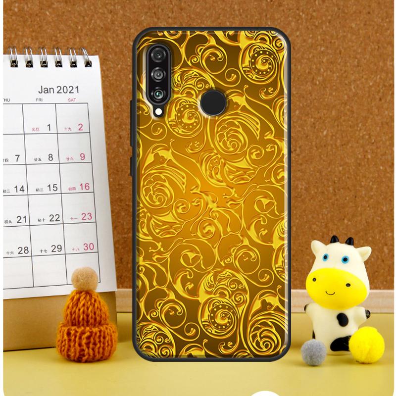 Gold Floral Pattern For Huawei Nova 9 10 SE 3i 7i 8i 11i 12i Y60 Y61 Y70 Y72 Y73 Y90 Y91 P20 P30 P40 Lite Case