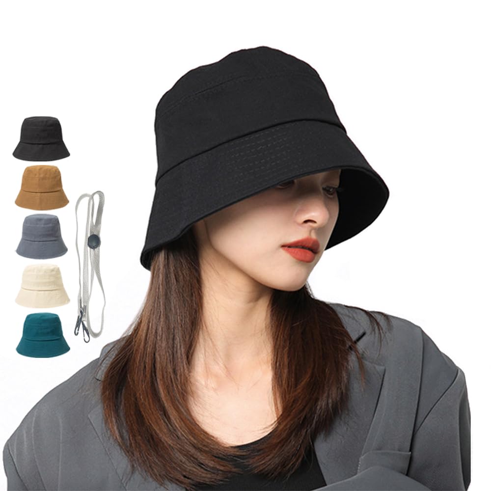 

Washable Bucket Hat for a Smaller Fully Deep UV with Chin Machine [KURASHI SOUDOU] Face, Sun-Blocking UPF50+, Protection, Women s, Summer, Cycling, чёрный