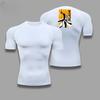 Men Summer Athletic Compression T-Shirt Breathable Quick-Dry High-Elasticity Short Sleeve with Bold Bleach Graphic Gym Running