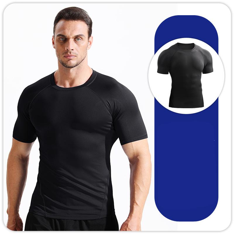 

Мужские футболки с коротким рукавом, тайтсы для бега, спортивная фитнес-одежда для зала, компрессионные дышащие топы M L XL XXL 3XL 4XL XL чёрный