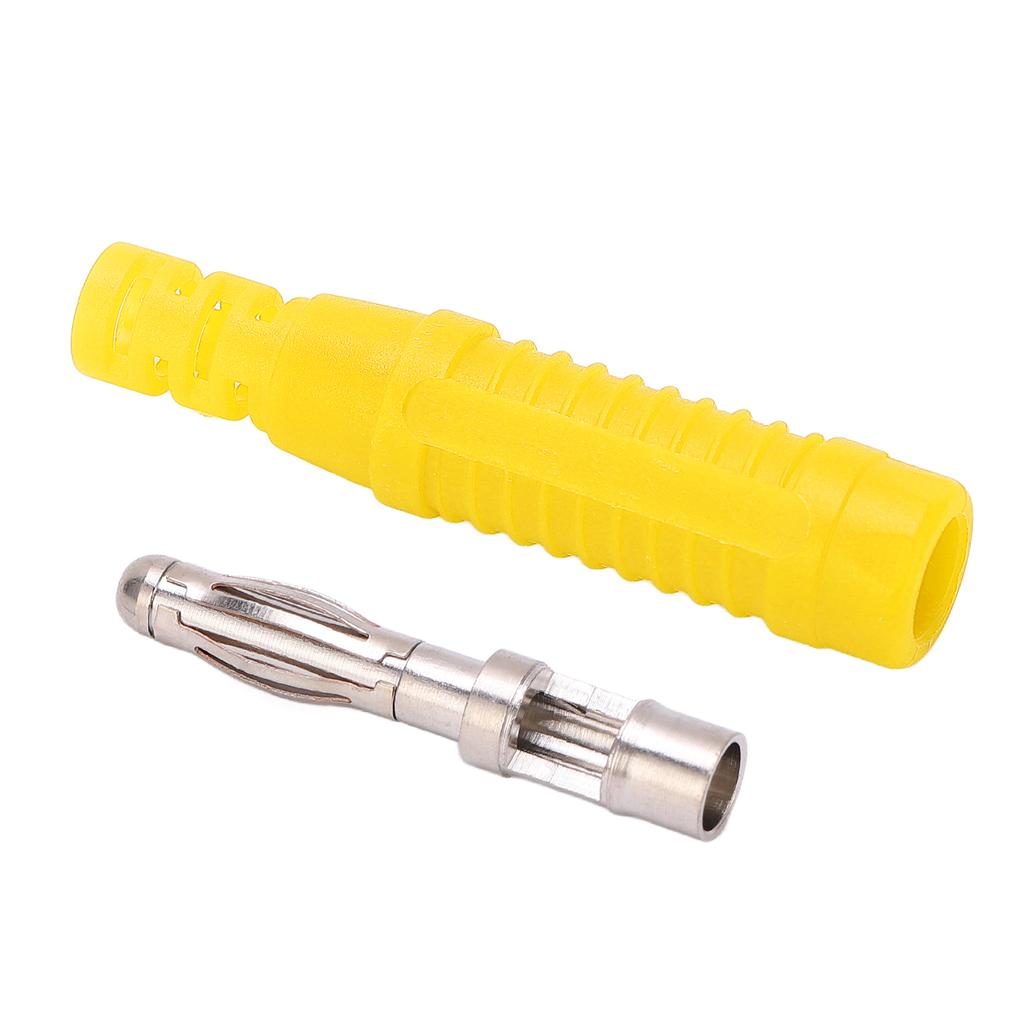 10pcs Metal Banana Plugs Red Copper 4mm Male Connector Plugs with Housing for Testing EquipmentYellow