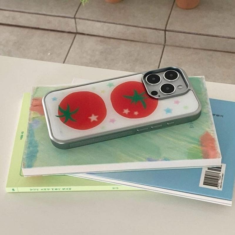 Ins niche retro cute tomato star Phone Case For iPhone 16E 15 14 13 12 11 Pro Max 7 8 Plus XR XS MAX Y2K Girl Cover