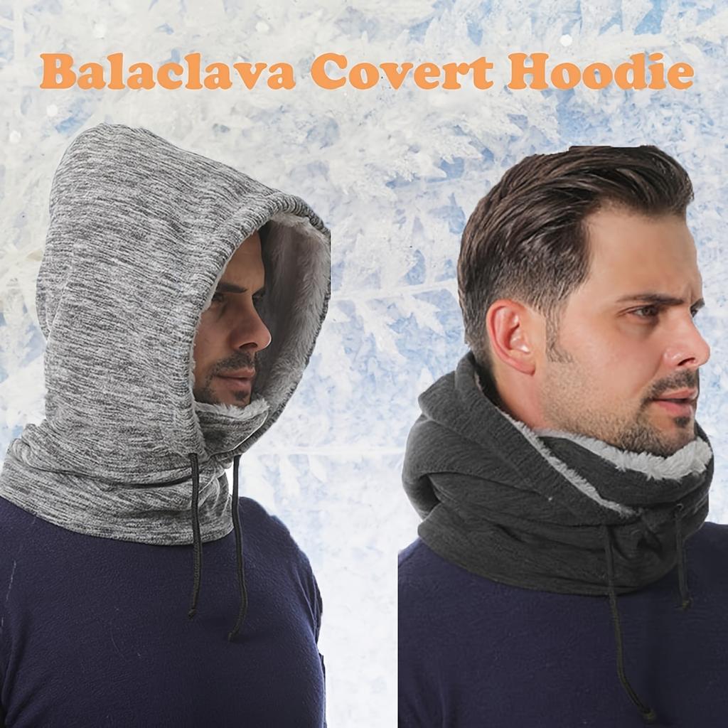 Men's and Women's Winter Hoode Balaclava Hat Thick Fleece Warm Outdoor Cycling Hat and Protective Earmuff Windproof Neck warmer