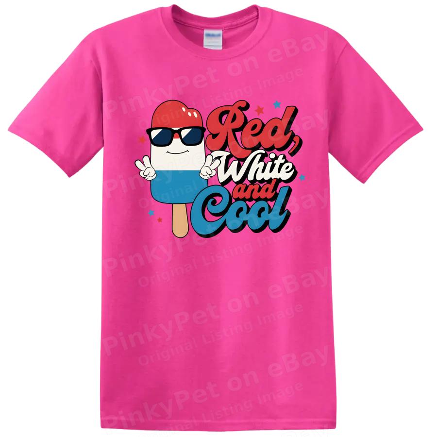 Red White and Cool Popsicle T Shirt Summer Fun Tee for Kids and Adults