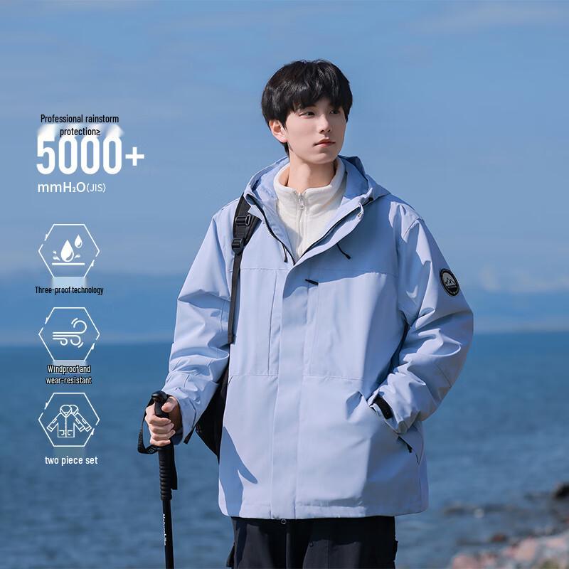 

VUUG Men s 3-in-1 Thickened Windproof Hiking Jacket 4XL