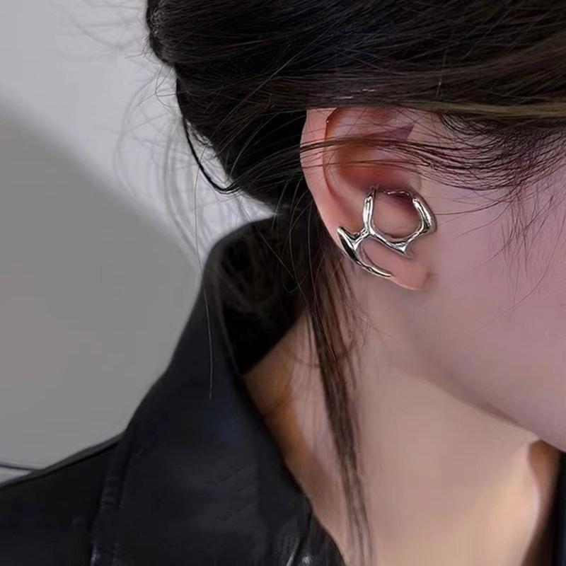 Fashion Liquid Metal Hollow Stud Earring Vintage Unusual Silver Color Irregular Metal Earrings For Women Jewelry