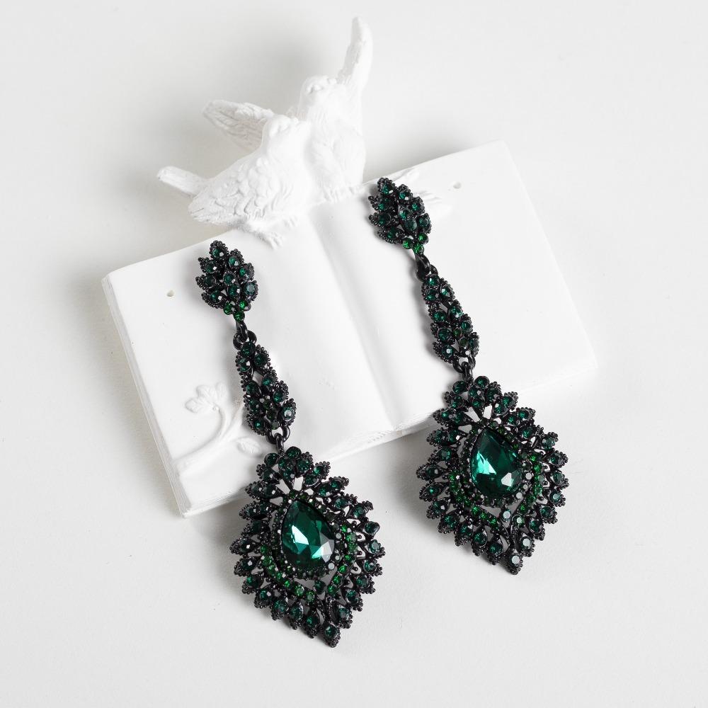 Retro Long Water Drop Rhinestone Earrings, Alloy Diamond-encrusted Gypsy Bride Earrings, High-end Antique Earrings
