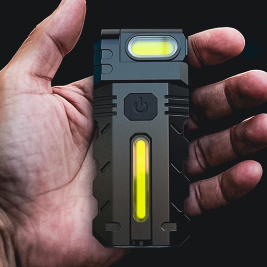 1/2/3Pcs 180 Degrees Rotating Head Flashlight Magnetic Dual Beam LED Work Light USB Rechargeable Pocket-Size Outdoor Camping EDC Lamp