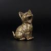 Brass Lucky Little Cat Retro Office Desktop Decoration Accessories Solid Tea Pet Chinese Style Home Decor for Collect