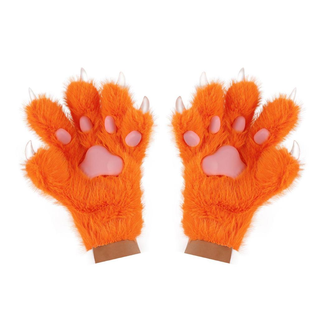Halloween Cat Paw Plush Gloves for Cosplay