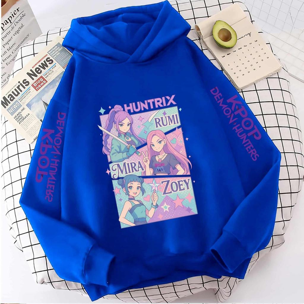 KPop Demon Girls Fashion Casual Sweatshirt Movie New Kids K-Pop Demon Hunters Hooded Tops Toddler Girl Clothes Hunters Hoodie