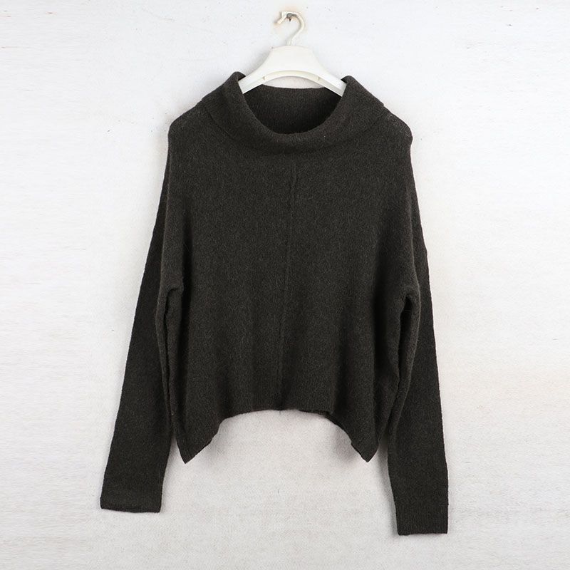 

Sunshine House Fall and Winter New Arrival Export Fashion Loose Plus Size Lazy Fan Alpaca Wool Turtleneck Pullover Women s Sweater Army Green Bust size 136