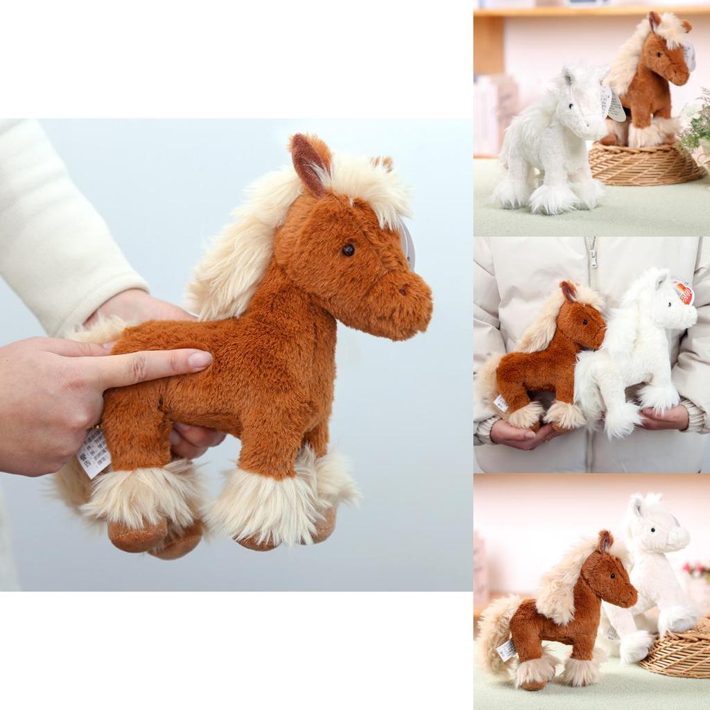 Cute White And Brown Horse Plush Toy For Bedroom Decor