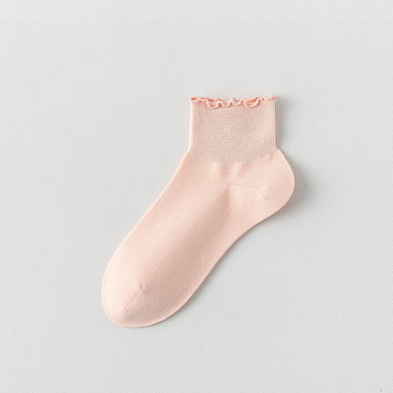 Women's Lace Loose-fitting Short Socks, Loose and Thin-mouthed Maternity Socks, Black Fungus and Lotus Leaf Rim Summer Socks