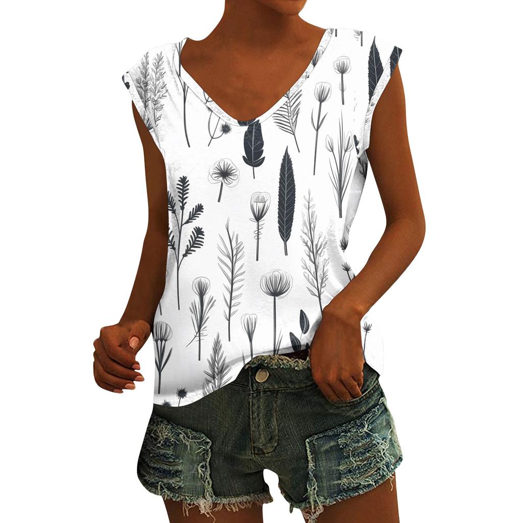 Damska luźna bluzka z krótkim rękawem i dekoltem w serek