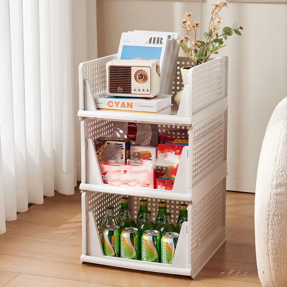 Stackable Drawer Organizer Plastic Storage Baskets Saving Space Clothes Sorting Rack  Kitchen