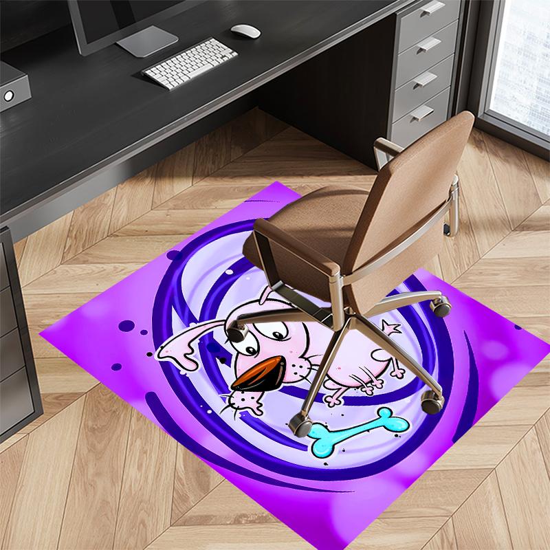 1pc Courage the Cowardly Dog Print Area Rug - Soft, Washable Non-Slip Indoor Mat for Office Chairs, Living Room, Home Office Decorative Rug