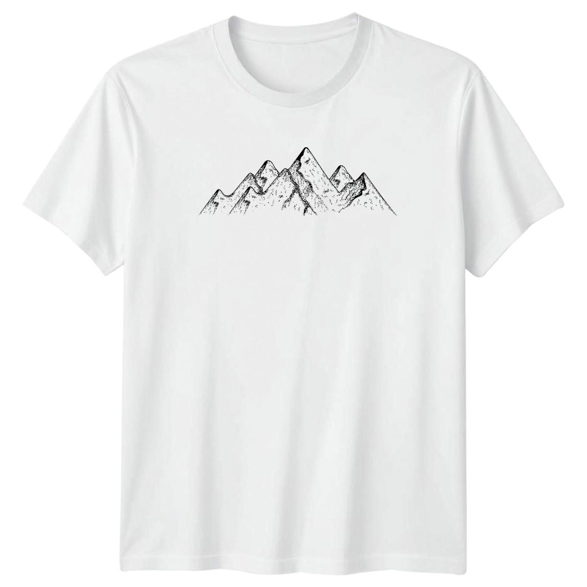 Engraving Style Mountain Range Landscape T-Shirt Mountaineering Outdoors Hiking XL