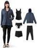 Acrais Rash Guard Top and Bottom Separate Long Hooded UV UPF Perfect for and Sauna Women's Swimsuit, Set, Body-Facing, Tankini, Sleeve, 5-Piece Set,
