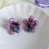 Retro Lila Blume Diamant Quastenohrringe - Silbernadelstecker für elegante Frauen