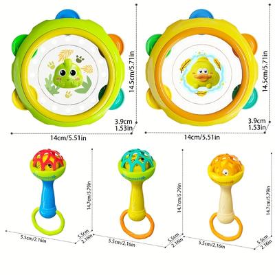 Interactive Toys for Infants and Young Children, Including Hand Drums and Hand Ringing Bells, Newborn Baby Birthday Gifts