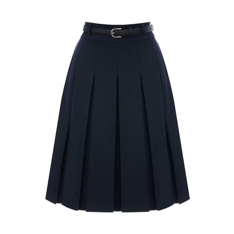 TVIEW Belted Pleated Midi Skirt_V6B-Csk002