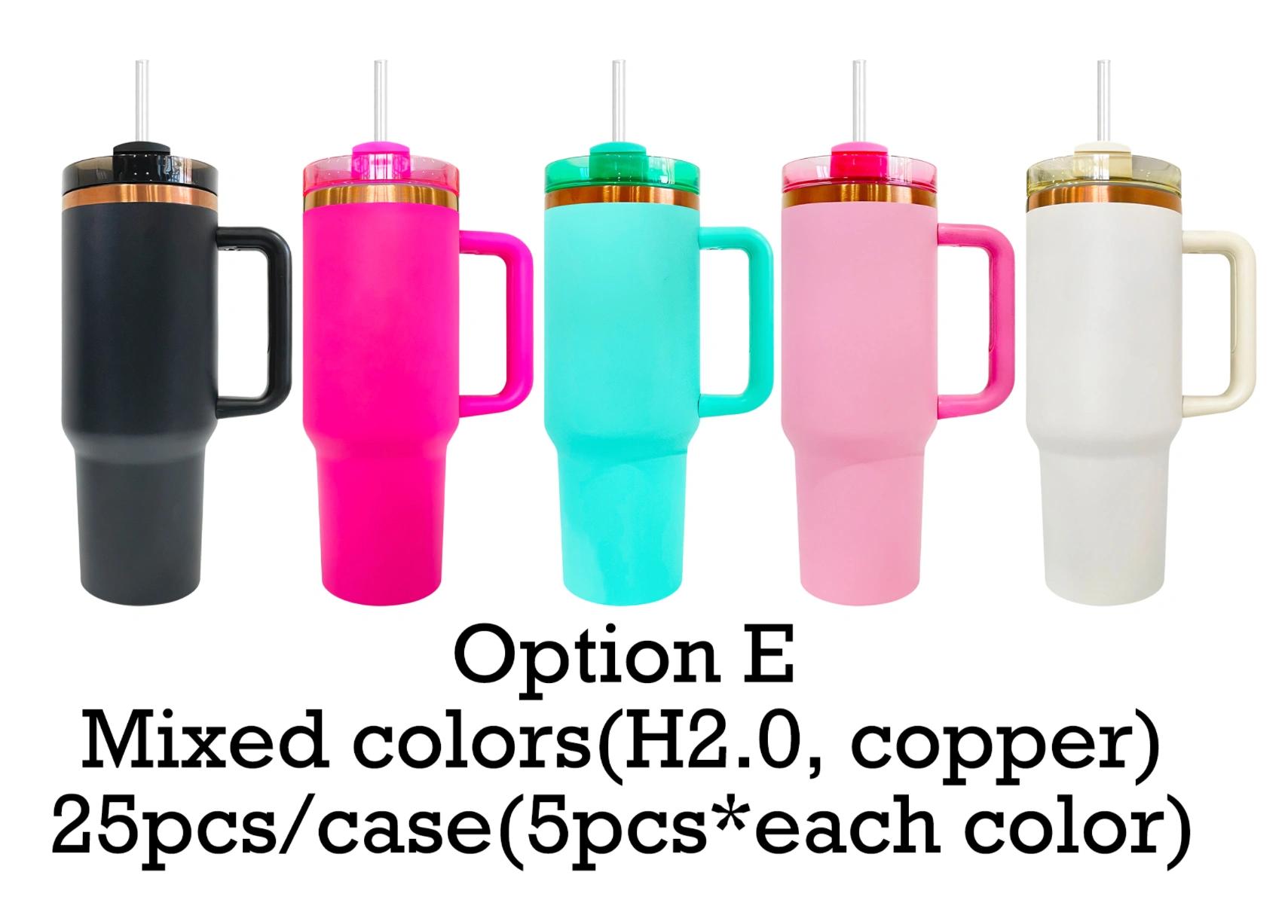 25pcs US Warehouse 40oz Copper Plated Powder Coated Tumbler 40oz Stainless Steel Vacuum Insulated Travel Tumbler With Handle 40OZ(1133.98g)
