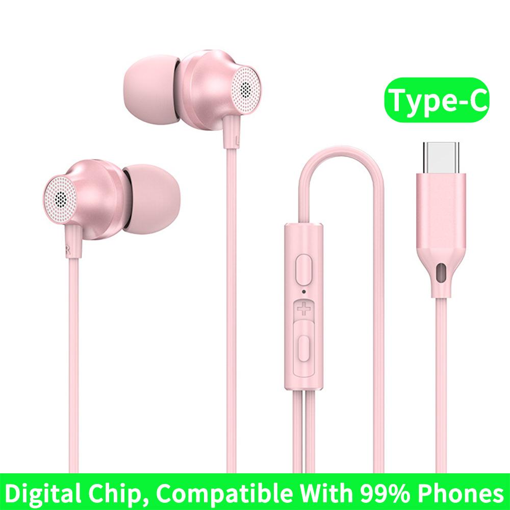 9D HIFI Kovová drátová sluchátka s těžkými basy Digitální Typ-C/3,5mm AUX S mikrofonem Špuntová sluchátka Sportovní Hudební náhlavní souprava Pro iPhone 15/16 Samsung Android