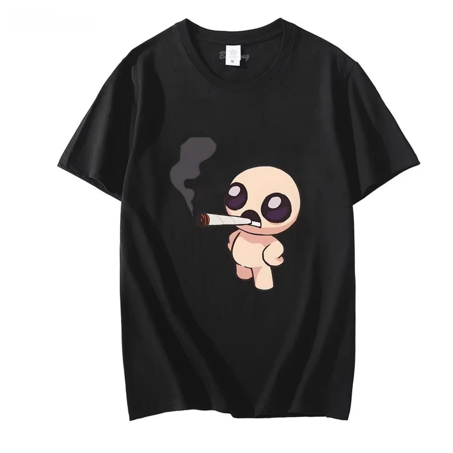 

The Binding of Isaac 2026 Новая футболка Мультяшный графический принт Футболка Хлопок Высокое качество Футболка Игра Футболки Футболки с круглым вырезом S чёрный