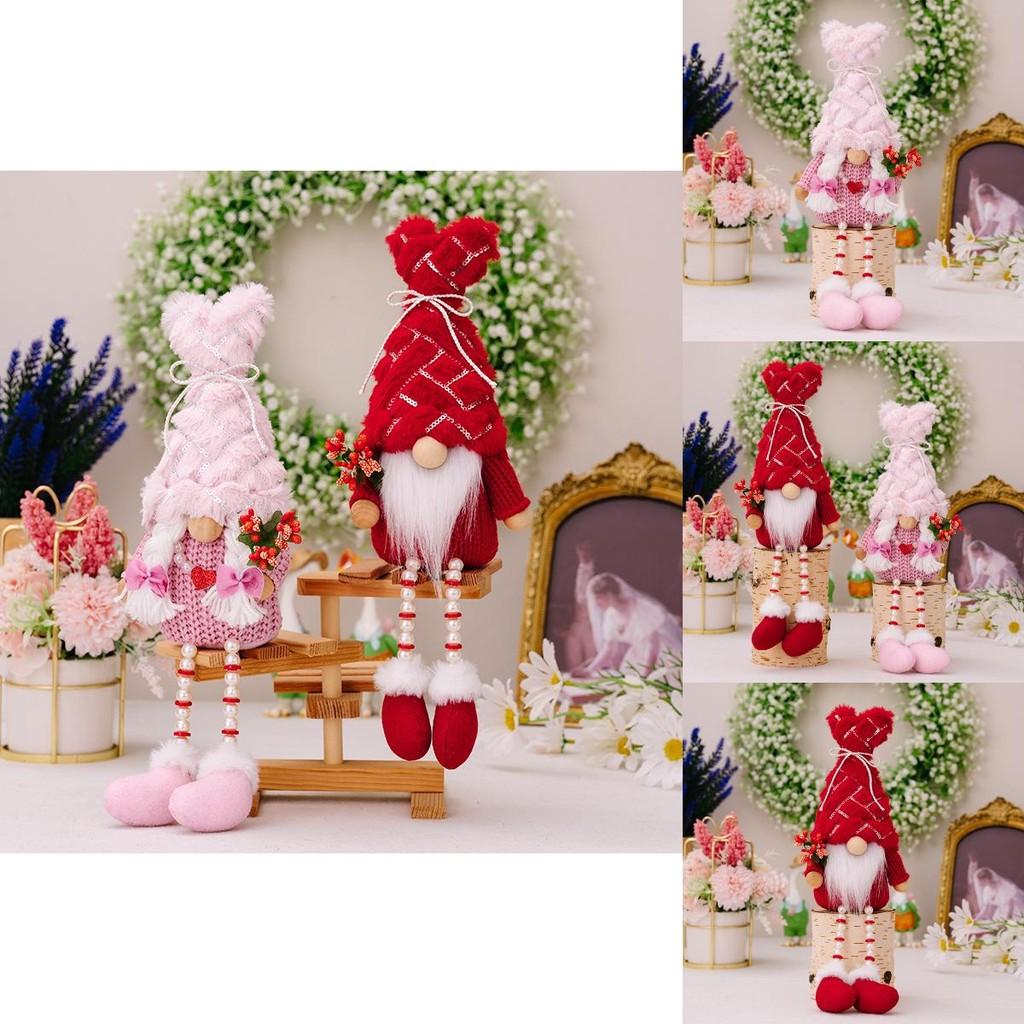 Elegante Hoed in Hartvorm Kabouterbeeldje Met Parelpoten Voor Romantische Decoratie