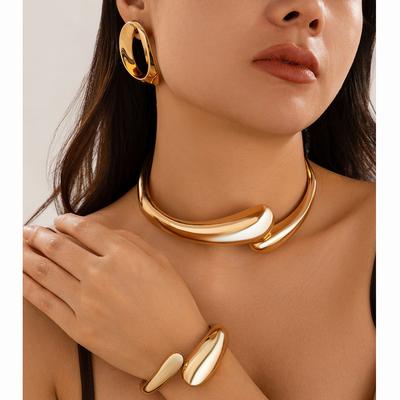 Metalltextur Glatt Federöffnung Kragen Choker Persönlichkeit Geometrisch Punk Wassertropfen Halskette Damen