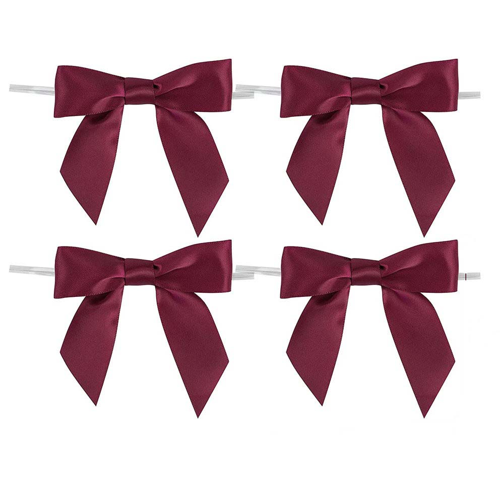 

50 шт. 3,5-дюймовых маленьких подарочных бантов, бантов из атласной ленты, готовых бантов, палочек для торта, свадебных, для волос, подарков на вечеринку, выпечки 50pcs бордовый