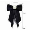 Women's Ribbon Bowtie Brooch Pin Student Uniform Pre Tied Necktie Clip Crystal Pearls Bowknot Corsage Shirt Jabot Collar