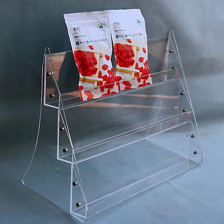 Clear Acrylic Display Stand Snack Shelf Mask Perfume Storage Rack Food Ladder Shelf Supermarket Cigarettes Book Magazines Holder