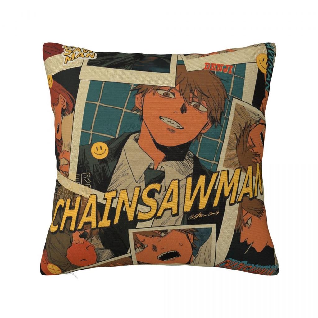 Anime Chainsaw Man Pillow Case Cushion Covers Customized Polyester Decor Pillowcover for Seat 45x45cm