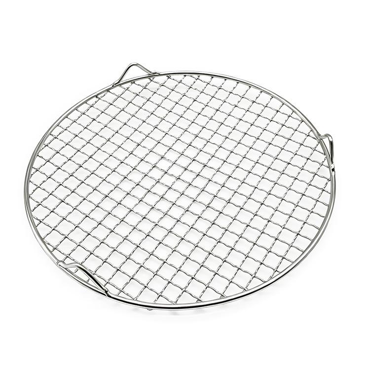 Runder BBQ-Grill aus Edelstahl mit Beinen, Tragbarer Teekocher & Grillrost, Verdickter Airfryer-Grillrost