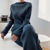2025 Spring Elegant Solid Color Knit Sweater & Wide-Leg Pants Two-Piece Set for Women