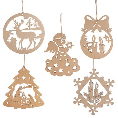 Christmas Wood Crafts Creative Hollow Carving Christmas Tree Pendant Home Decoration Handmade DIY Holiday Decoration Props