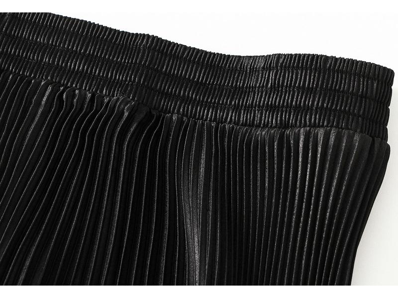 Elegant Pleated Midi Skirt with Elastic Waist for Spring and Autumn - Women 0663