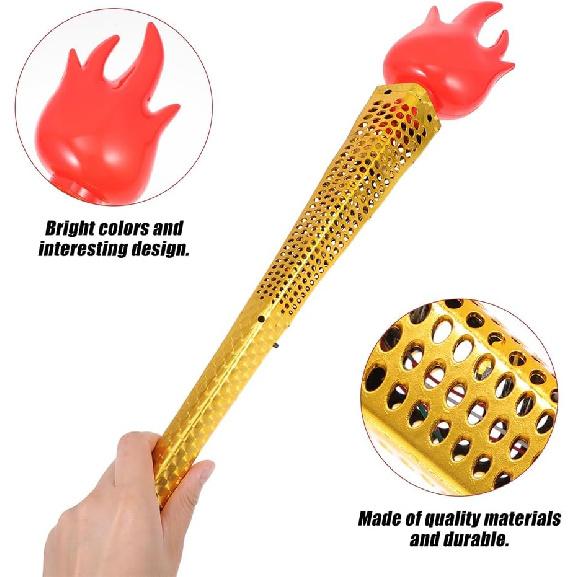 Glowing Torch Prop - 2PCS Plastic Fake Torch Luminous Torches for Games Sports Competition Cosplay Themed Party Kid Tool