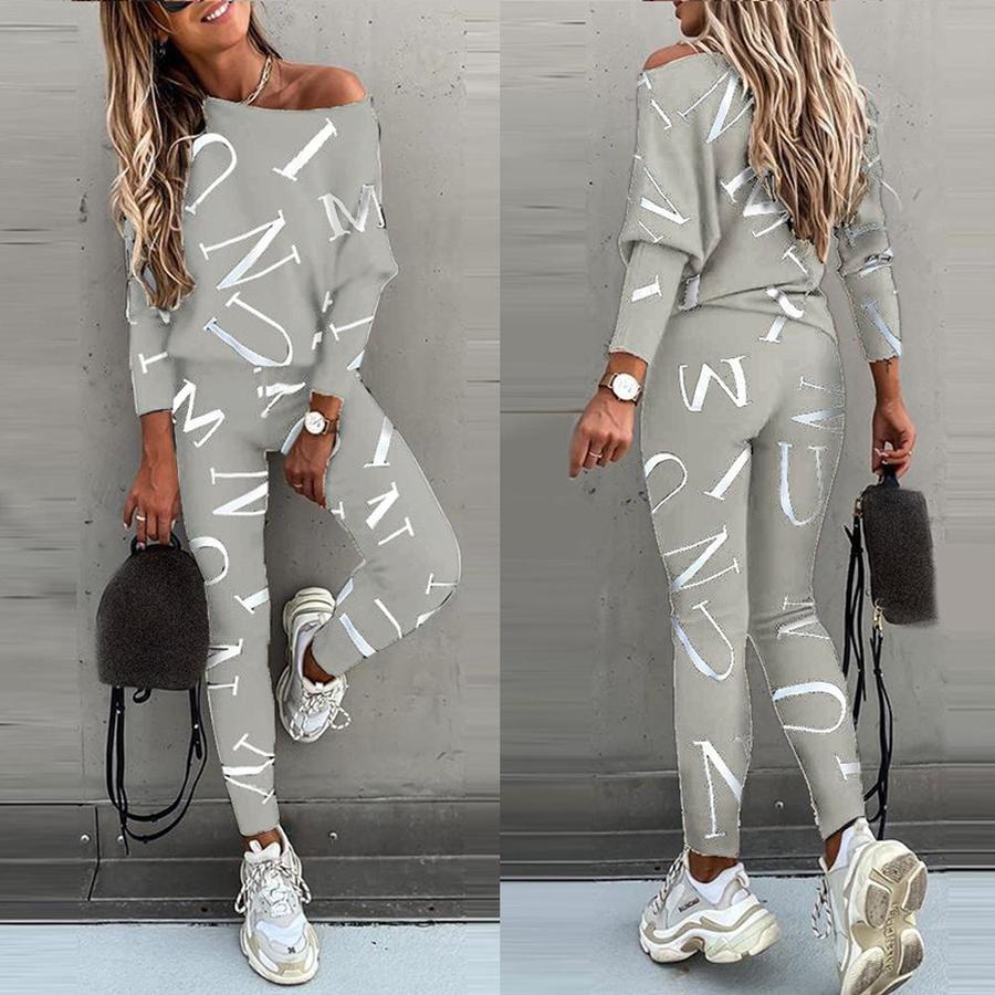 Autumn New Arrivals Women's Letter Print Long Sleeve Pants Casual Set