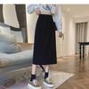 2024 Autumn/Winter Women's High-Waist Slimming Corduroy Midi A-Line Skirt - Korean Style