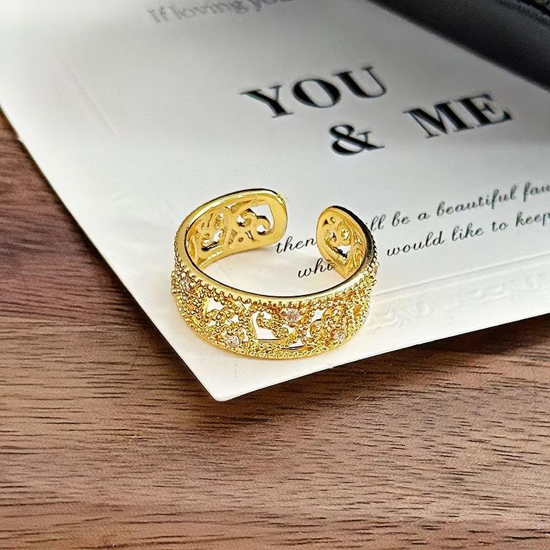 Средневековый Винтажный Винтажный Кружевной Ажурный Геометрический Модный Открытый Кольцо Женское Нишевый Темперамент Высококачественное Кольцо Adjustable opening