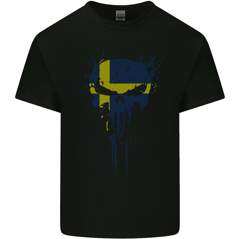 Sweden Skull Gym Training Bodybuilding Mens Light Cotton T-shirt XL