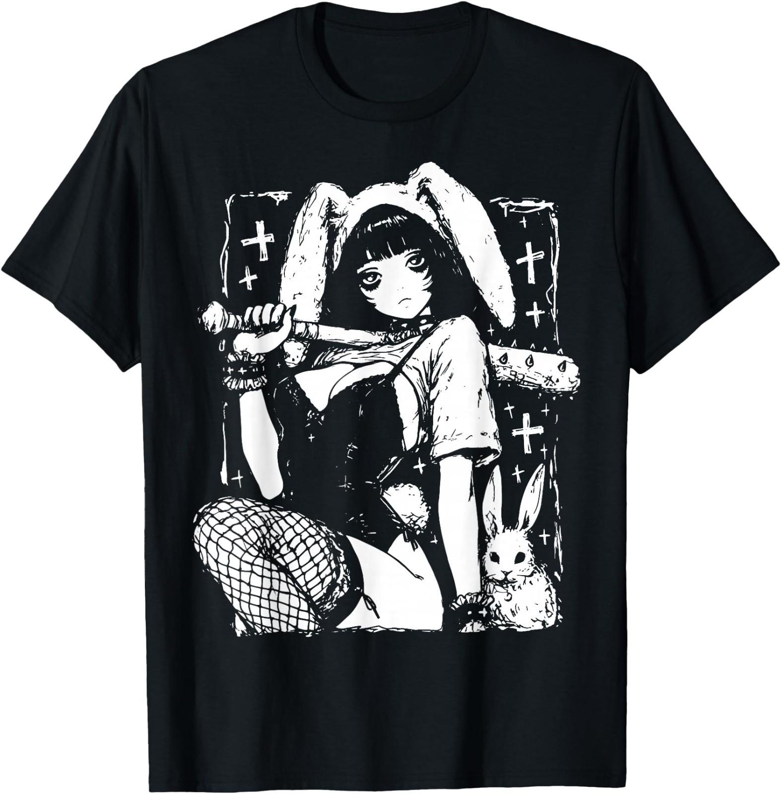 Creepy Horror Bunny Anime Manga Alt Kawaii Harajuku T-Shirt S