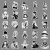 50-Piece One Piece Anime Stickers: Black & White Waterproof Cartoon Graffiti for Phones & Luggage