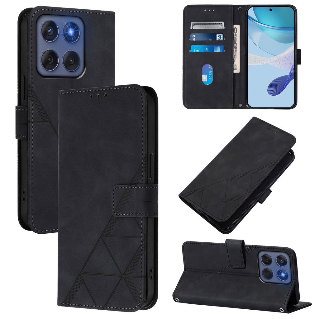 For Motorola Edge (2025) 5G/Motorola Edge 60 Fusion 5G Leather Case with Hand Strap Wallet Stand Phone Cover