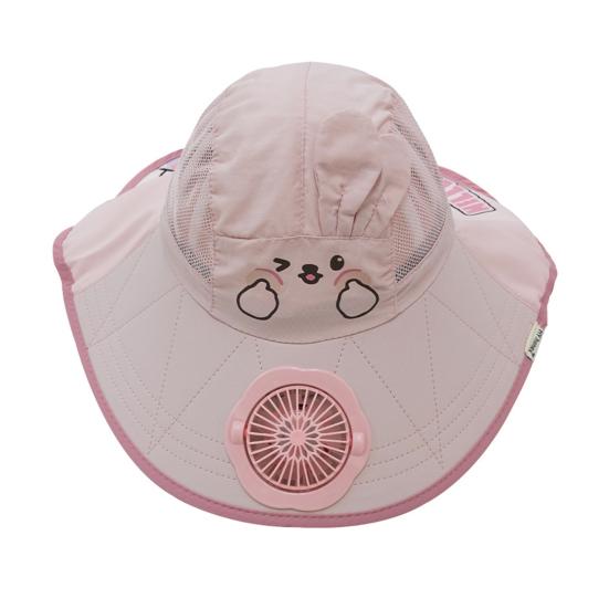 

Kids Sun Hat Cartoon Shape Extra Large Brim Full Face UV Protection Solar Fan Cooling Mesh Breathable Summer Hat розовый