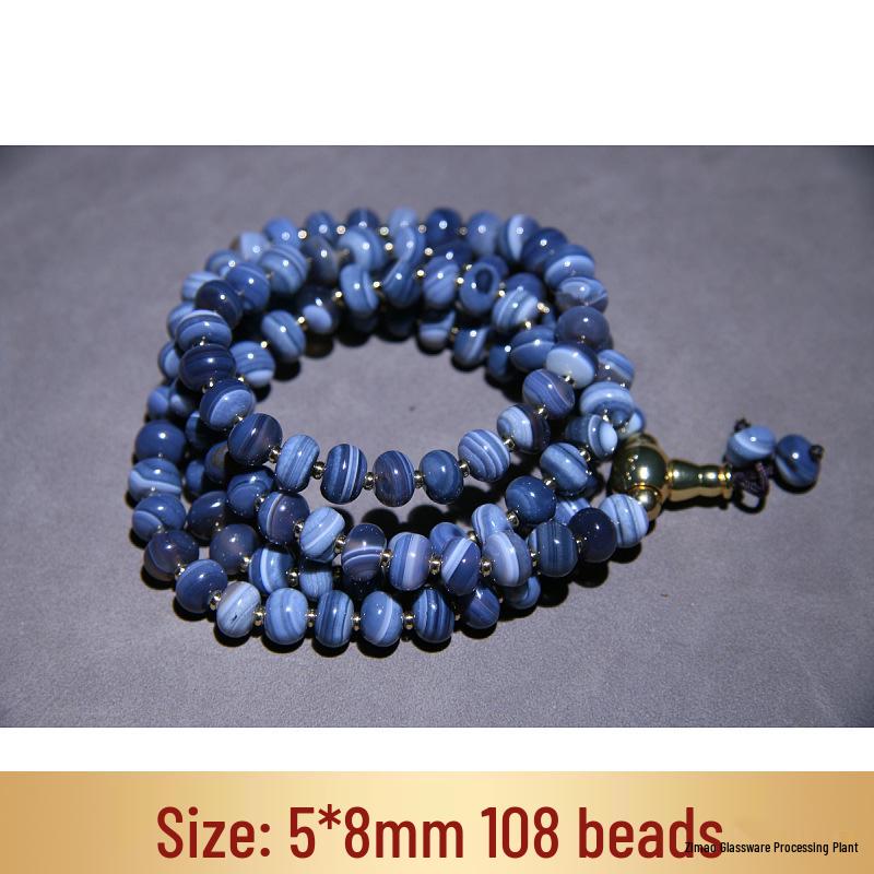 Silk-Wrapped Agate Abacus Beads Unisex Chain - 108 Fashionable, Varied Sizes.