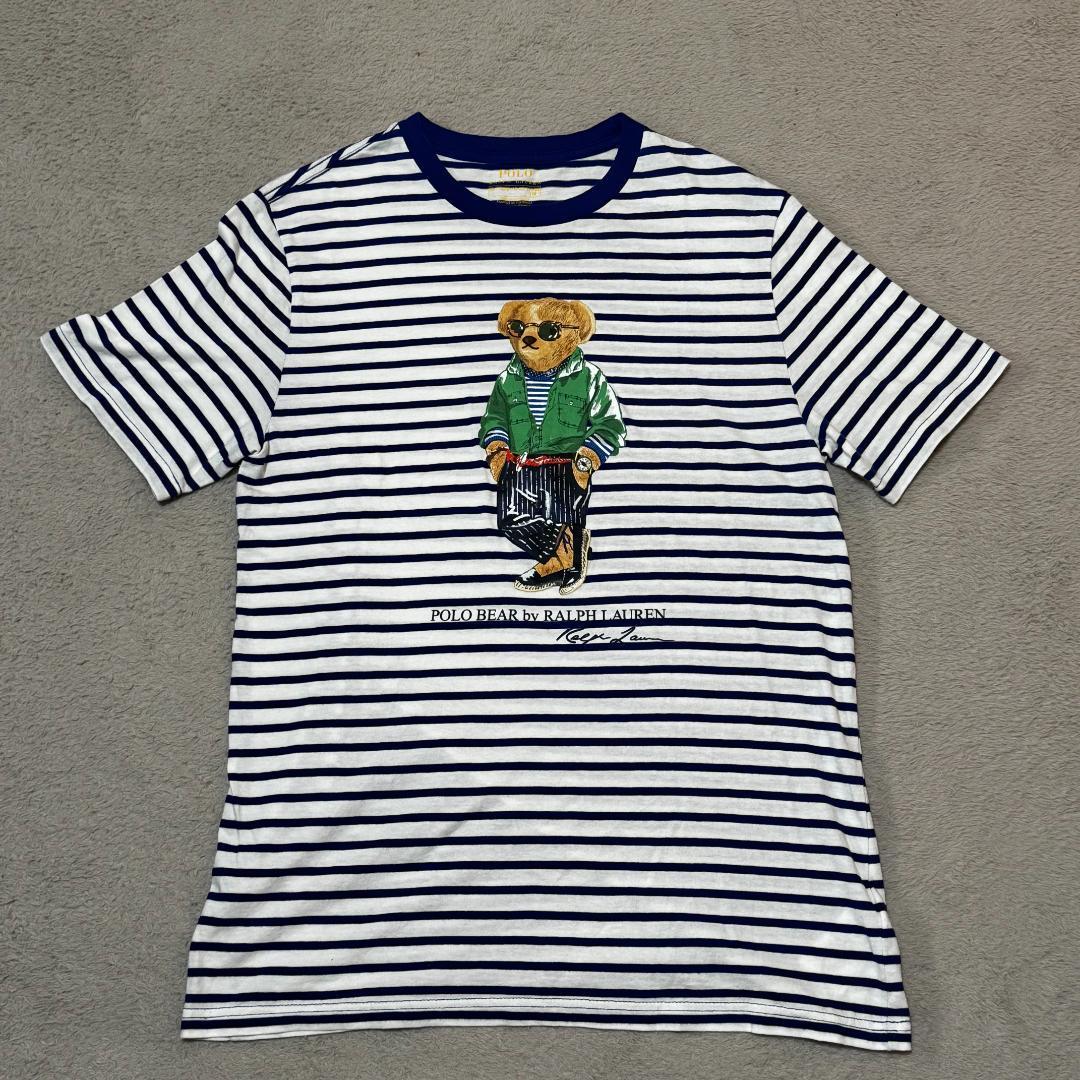Used (Rare) POLO RALPH LAUREN Polo Bear Border T-shirt Short Sleeve